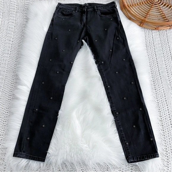 Scotch and Soda Petit Ami Slim Boyfriend Jeans Star Jewel Bling Gray Black 25 - Picture 4 of 14